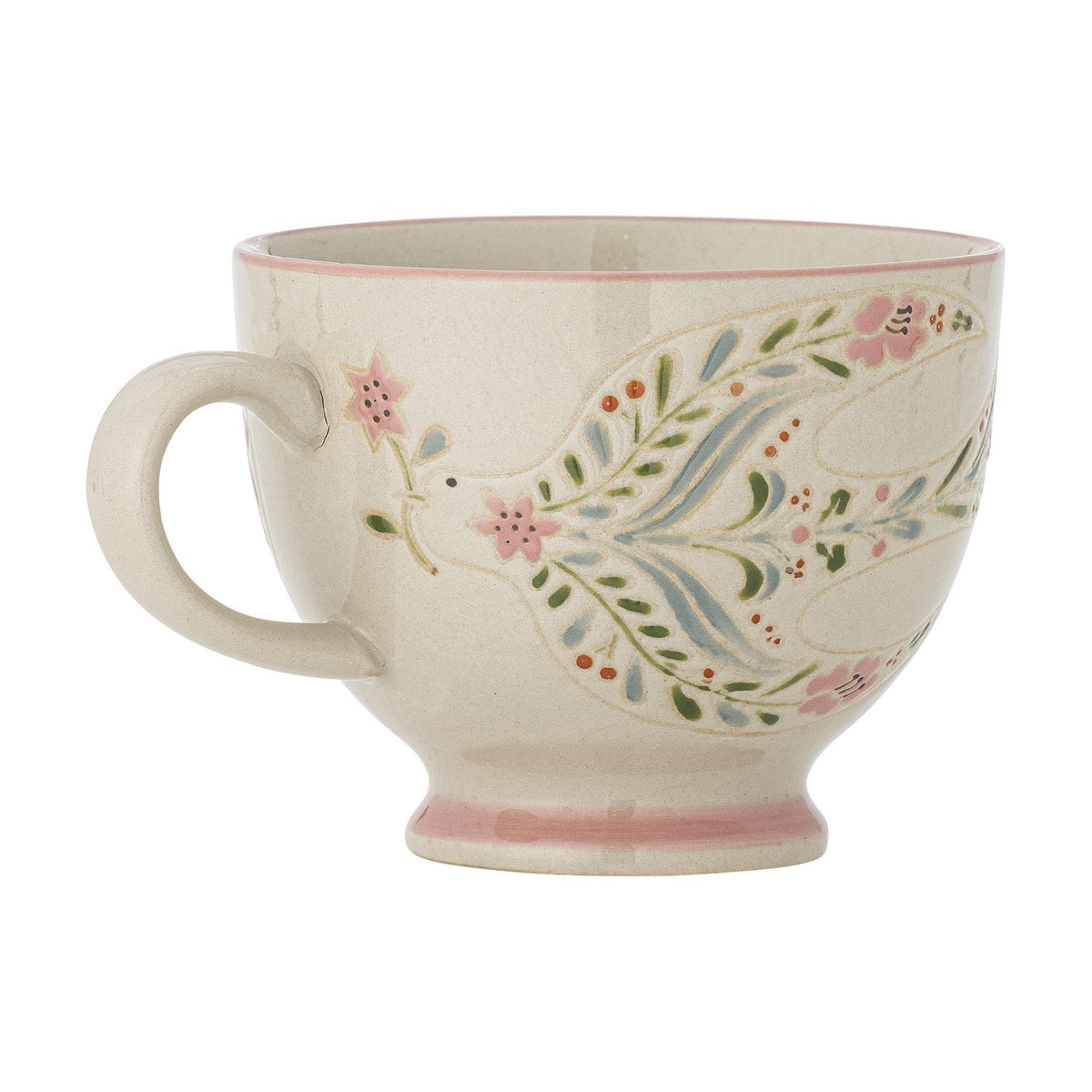 Rosalynde Floral Stoneware Mugs 400ml Set of 4 - Cream