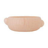 Lalie Ribbed Glass Bowl in pink, 20x12.5cm, with wavy ribbed texture on the outer wall and two rounded side lugs, shown on a plain white background.