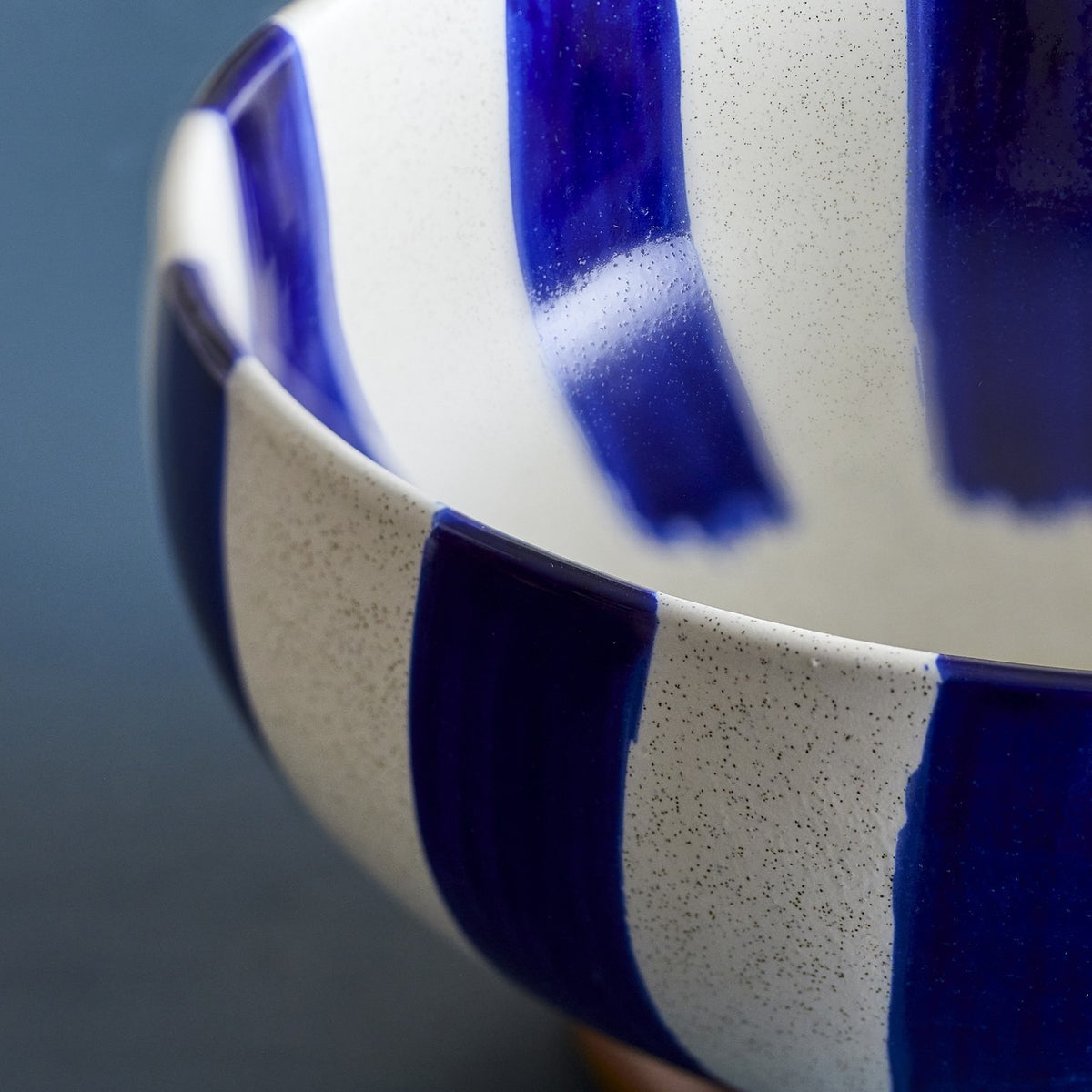 Shakti Striped Stoneware Bowl 26cm - Blue