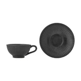 Neri Ribbed Stoneware Cup & Saucer 200ml - Black