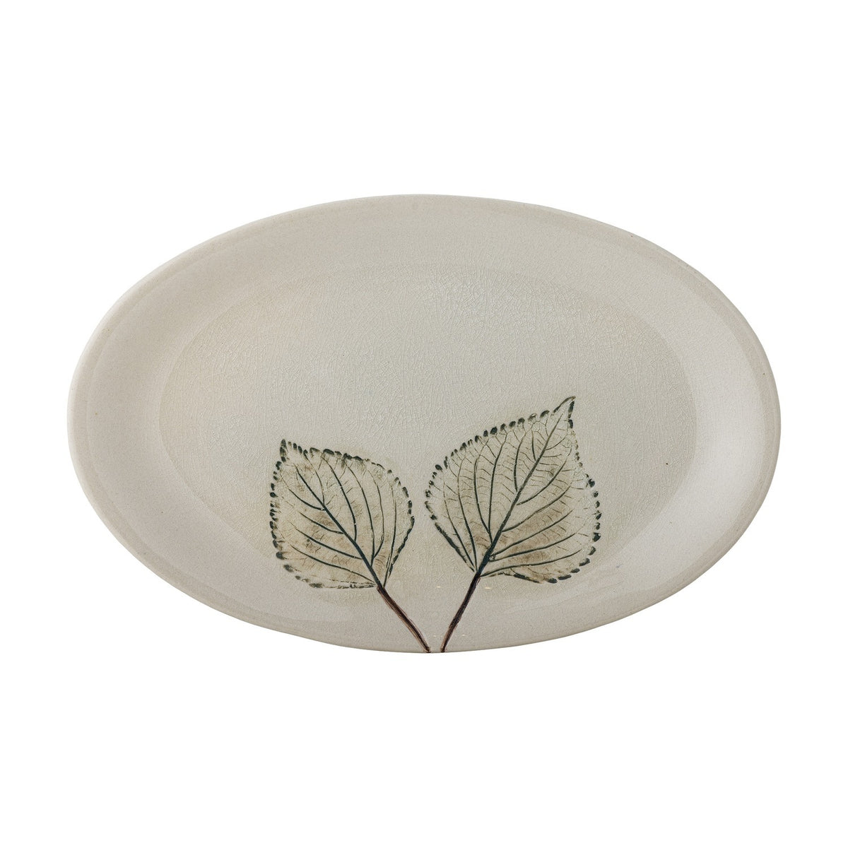 Aubrin Leaf Stoneware Platter - Cream