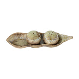 Kayo Pea Pod Stoneware Salt & Pepper Shakers Set of 3 - Green
