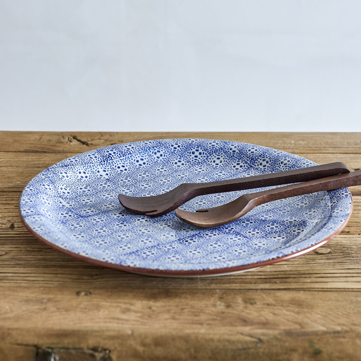 Karine Geometric Stoneware Platter - Blue