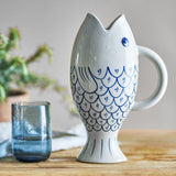 Eimy Fish Stoneware Jug - Cream