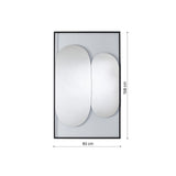 Dimension drawing of the rectangular printed glass mirror, marked 93cm wide by 150cm high with a depth of 2.5cm.