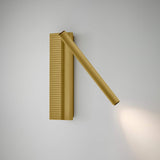 Arid A/03 LED wall light in Textured Sand Yellow aluminium, featuring a ribbed vertical plate with an angled rotating tube casting a warm light pool, shown on a plain background.