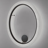 Roda PF/200 ribbon LED wall light, a large round fixture with pleated white translucent ribbon surrounding a dark inner ring, shown against a grey background.