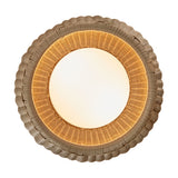 Amphora 01 outdoor floor lamp in beige with a round, tapering woven shade and white inner diffuser glowing warmly, shown on a plain white background.