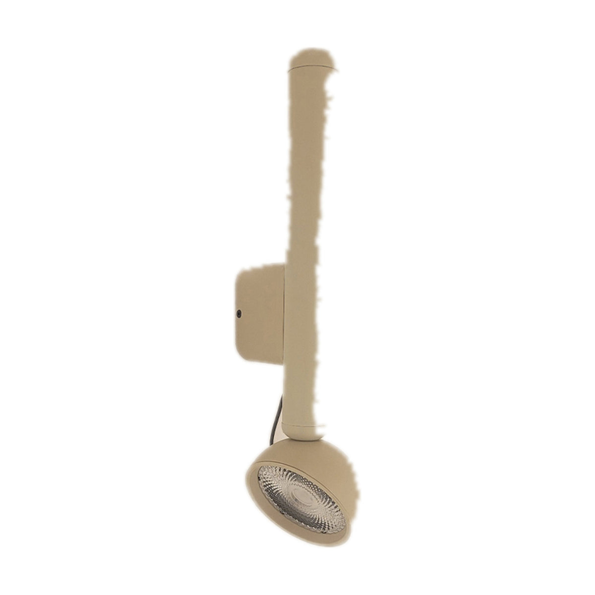 Berry W Aluminium LED Wall Light in beige, with a slim upright stem on a rectangular wall plate and a round dome head housing an integrated LED, shown on a plain white background.