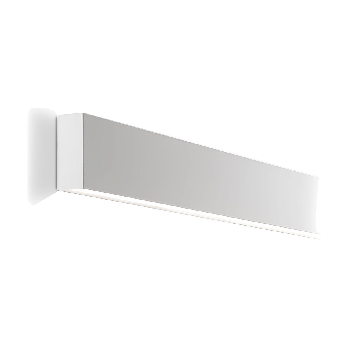 Giano Aluminium Linear LED Wall Light in white, a slim rectangular bar with a curved back plate and integrated warm-white light strip, shown on a plain white background.