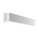 Giano Aluminium Linear LED Wall Light in white, a slim rectangular bar with a curved back plate and integrated warm-white light strip, shown on a plain white background.