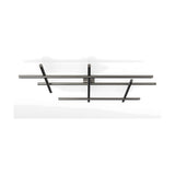 Hilow LED semi-flush ceiling light with crossed brushed titanium bars and black diffuser frames, arranged as an angled grid on a plain white background.