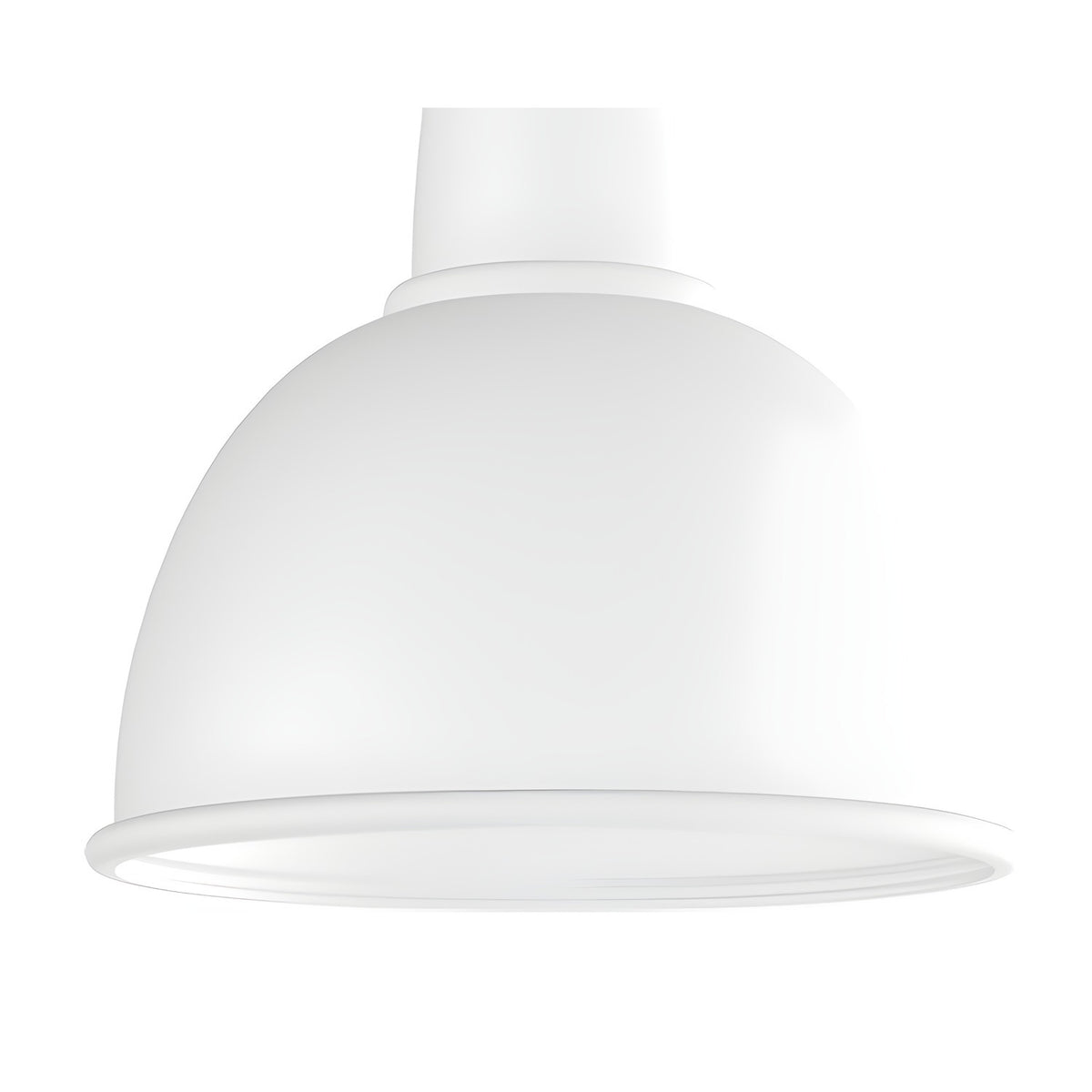 Bissi Dome Pendant Light in matt white, a single rounded aluminium dome shade with a short ceiling mount, shown against a plain white background.