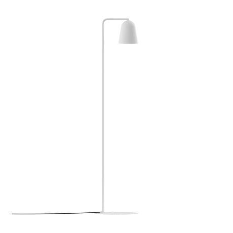 Tessa Dome Floor Lamp in matt white, with a slim stem, round flat base, and a single small dome shade angled downward, shown on a plain white background.