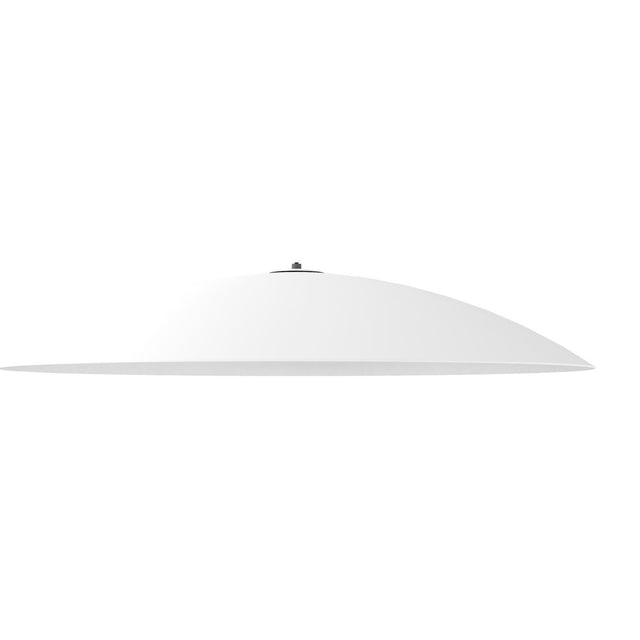 Lira Dome Pendant Light in matt white, a wide shallow aluminium dome shade with a fine rim, shown from the side on a plain white background.