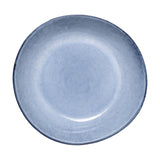 Sandrine Stoneware Deep Plate in blue, round ceramic dish with speckled glaze fading from pale centre to a darker blue rim, shown on a plain white background.