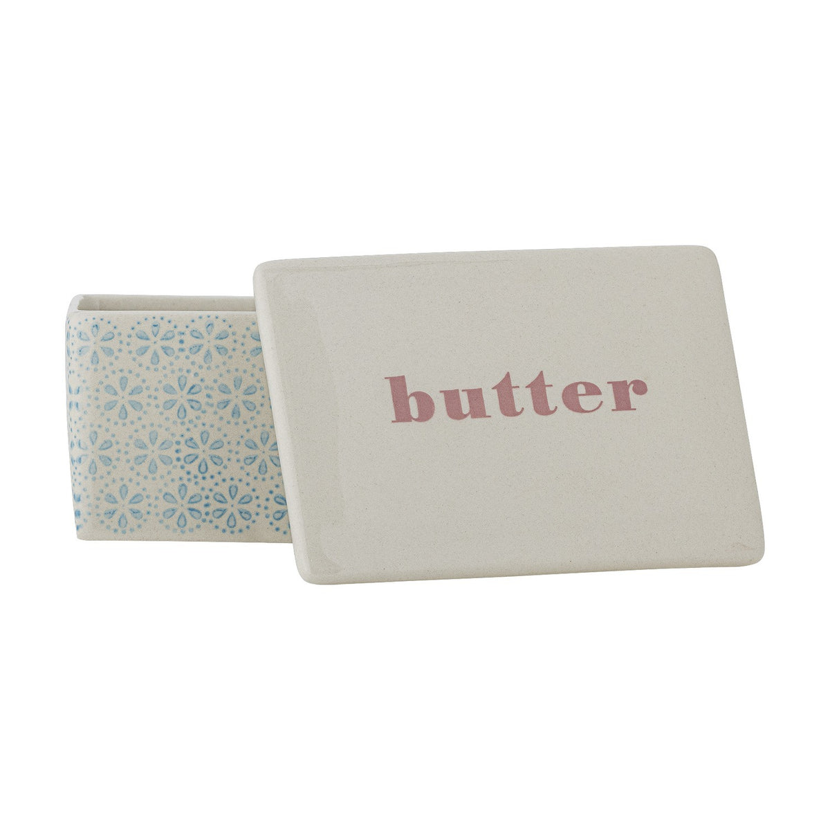 Patrizia Floral Stoneware Butter Dish - Blue