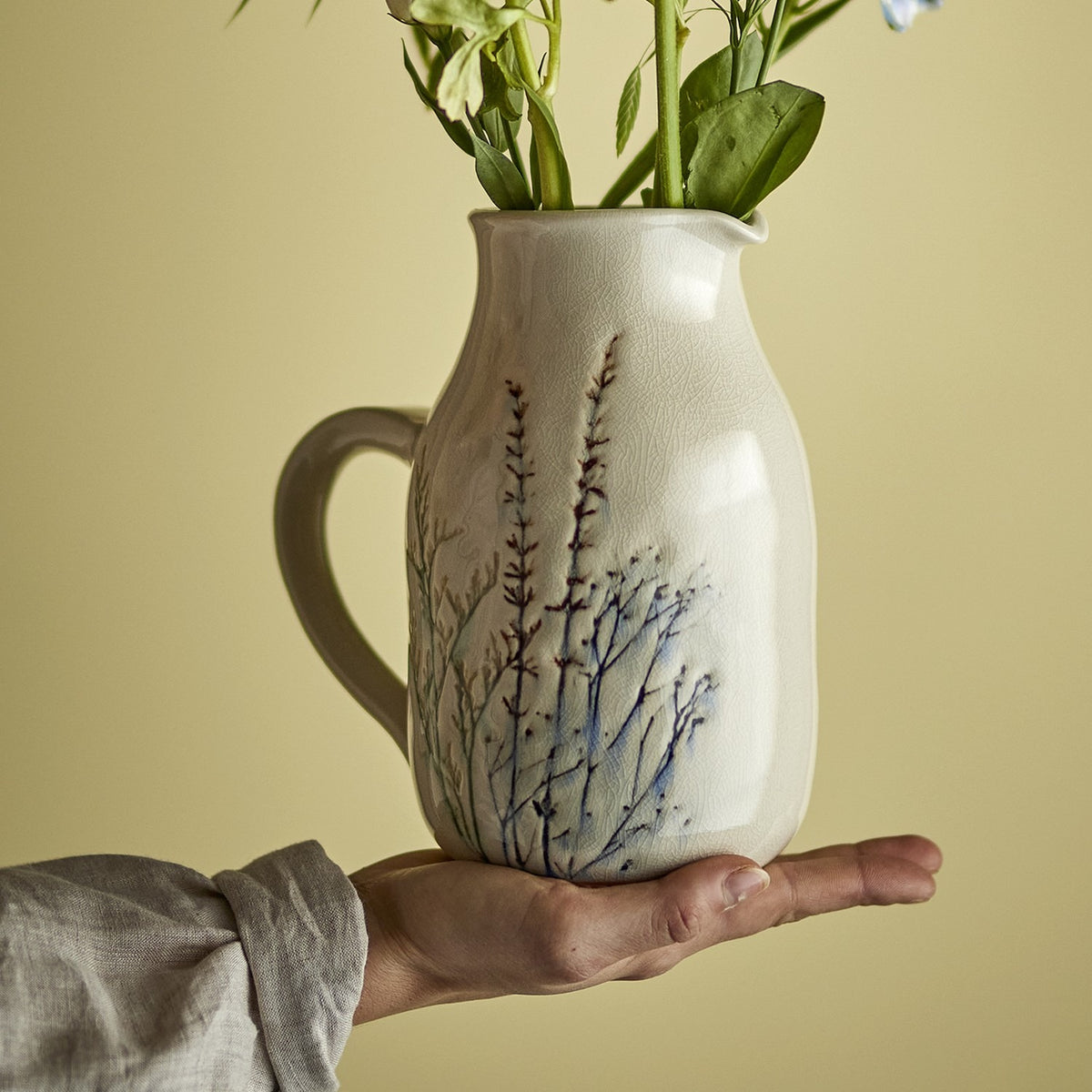 Bea Crackle Stoneware Jug 1500ml - Cream
