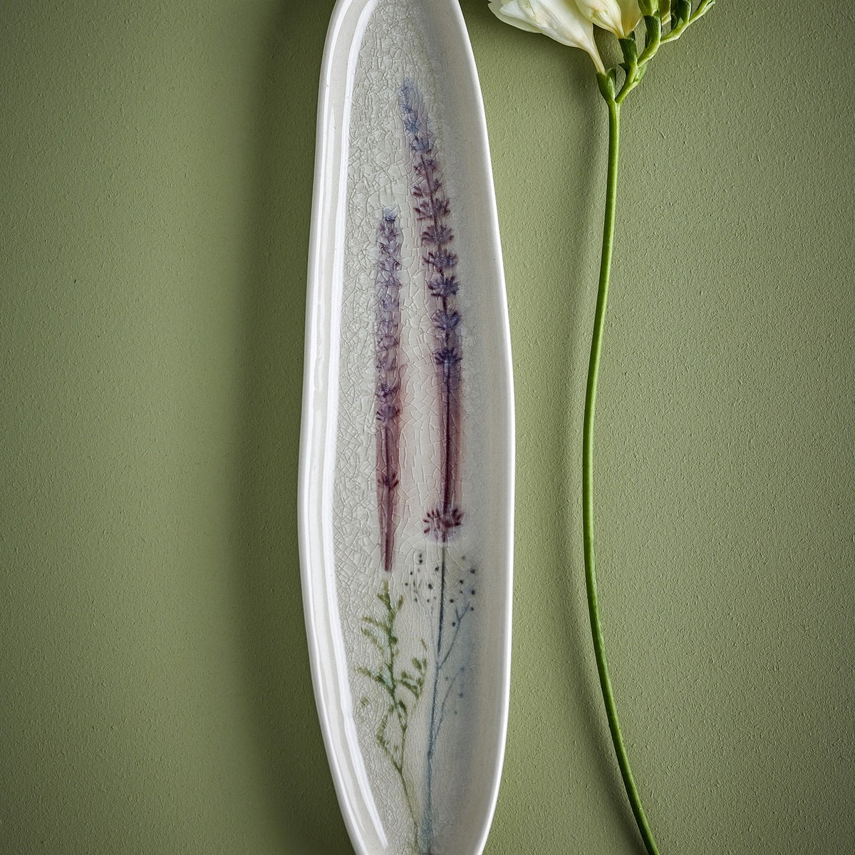 Bea Crackle Stoneware Platter 35.5x8cm - Cream