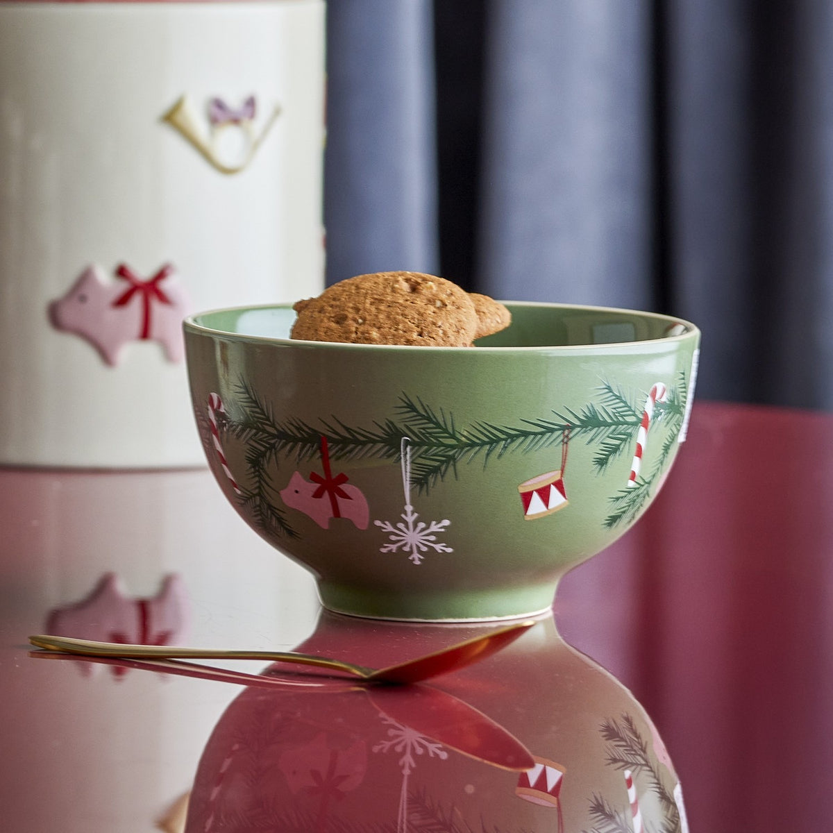 Yule Snowflake Stoneware Christmas Bowls 14cm Set of 2 - Multi