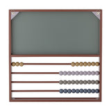 Marcello Wooden Abacus in green, featuring a green writing board above four rows of coloured beads on rods within a wooden frame, shown on a plain white background.
