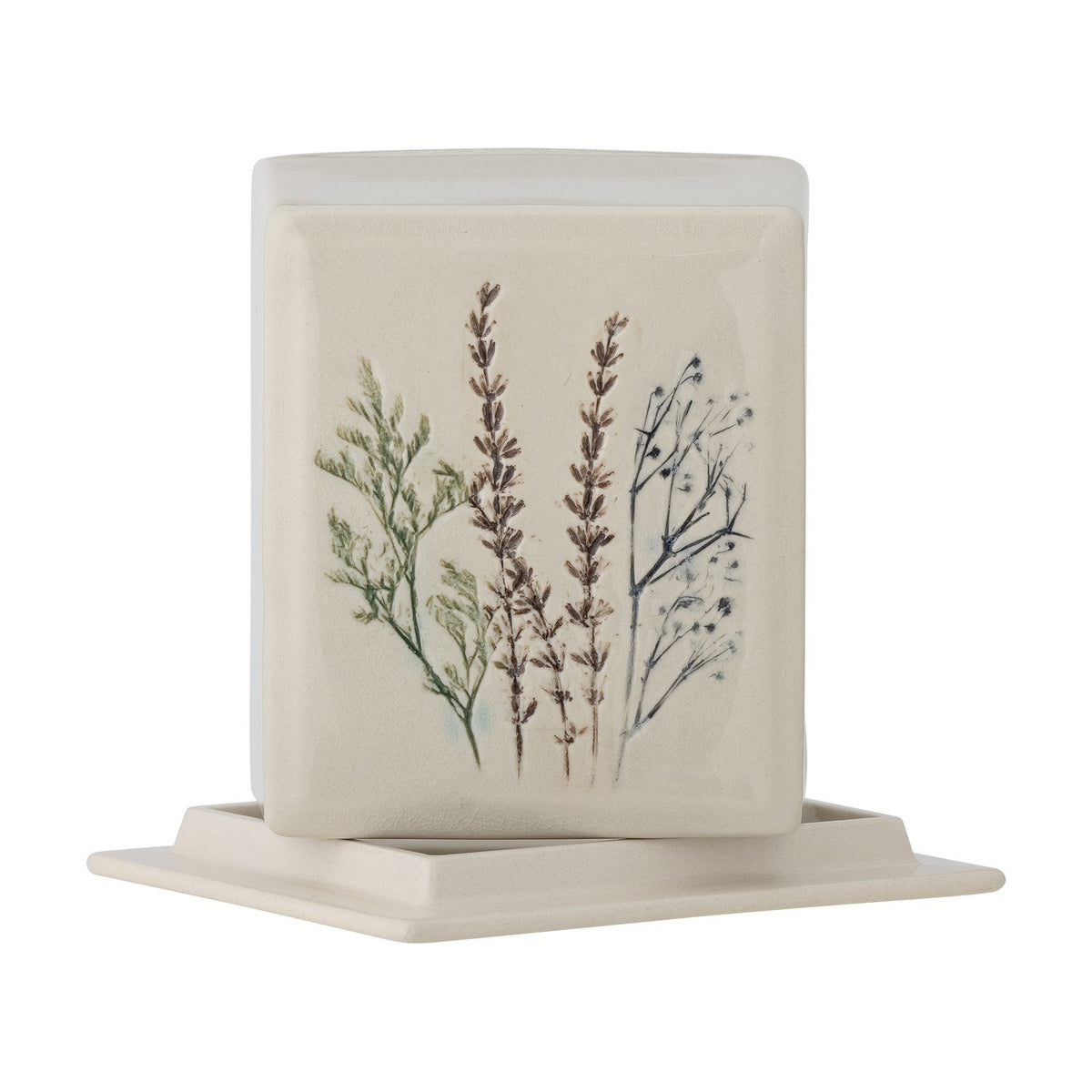 Bea Crackle Stoneware Butter Dish - Cream