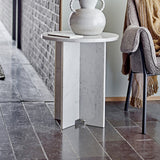 Jasmia Round Marble Side Table - White