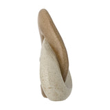 Esad Resin Ornament in brown, a sculptural piece of two interlocking loops, one smooth brown and one speckled cream, shown against a plain white background.