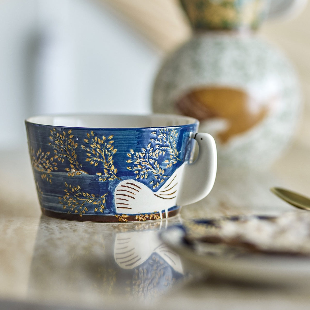 Hezha Stoneware Bowl 13cm - Blue