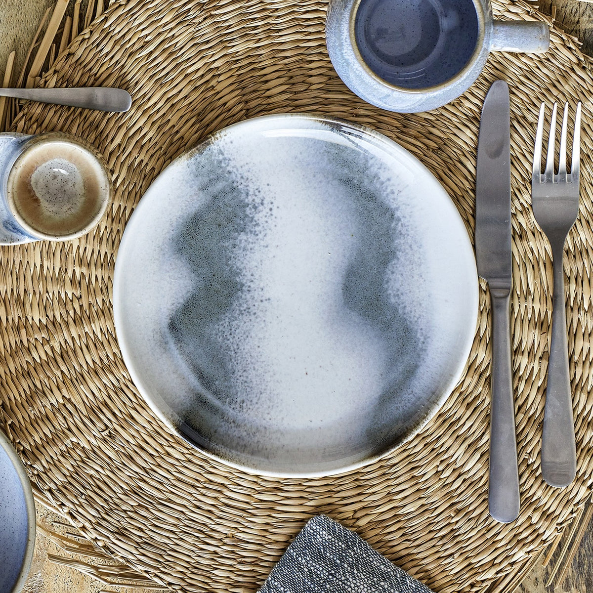 Paula Striped Stoneware Side Plate - White