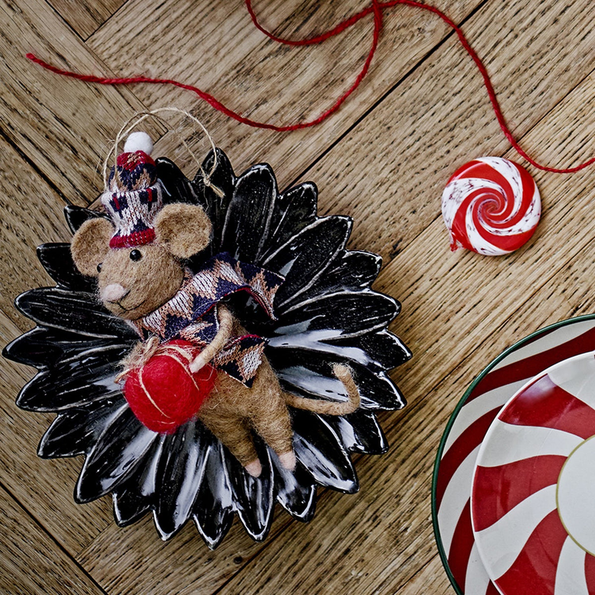 Peo Wool Christmas Tree Decorations Set of 3 - Brown
