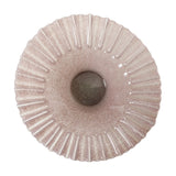 Garnet Glass Bowl 29cm in Pink, viewed from above showing the ribbed, flower-like radiating pattern and central footed base, on a plain white background.