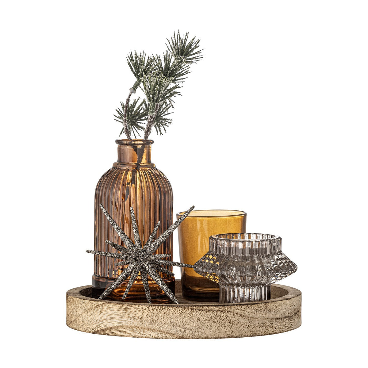 Sanga Star Christmas Trays with Tealight Holders Set of 6 - Brown