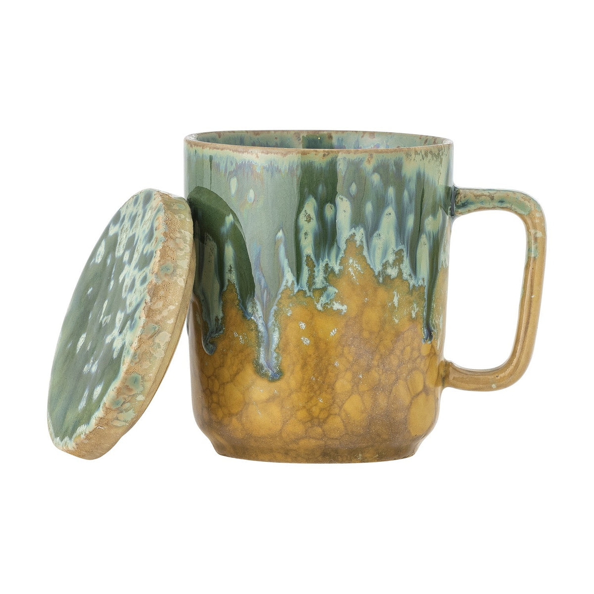 Yuma Stoneware Tea Mug with Lid & Strainer 250ml - Multi