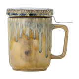Yuma Stoneware Tea Mug with Lid & Strainer 250ml - Yellow
