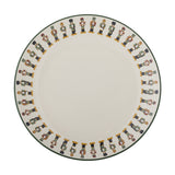 Jolly Stoneware Christmas Side Plate in cream, round with a plain centre and a rim patterned with marching nutcracker soldiers, shown on a white background.