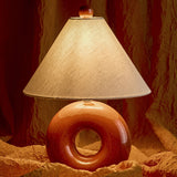 Panja Stoneware Table Lamp with Linen Shade - Rust