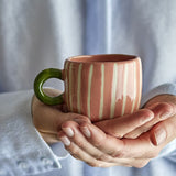 Nini Striped Stoneware Cup 100ml - Pink