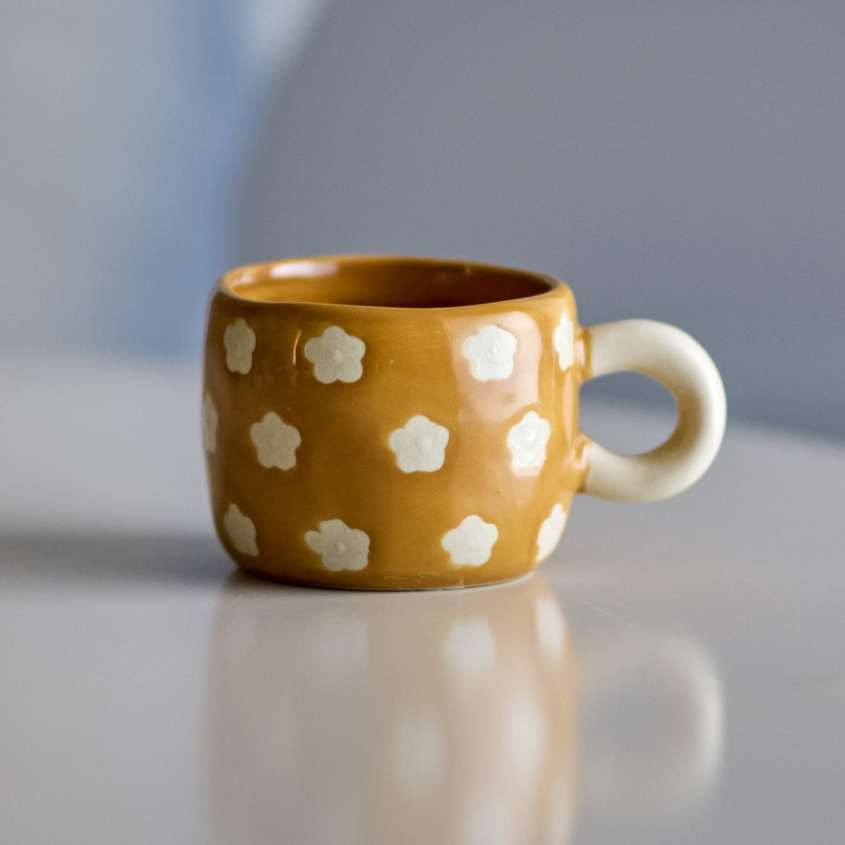 Nini Floral Stoneware Cup 100ml - Brown