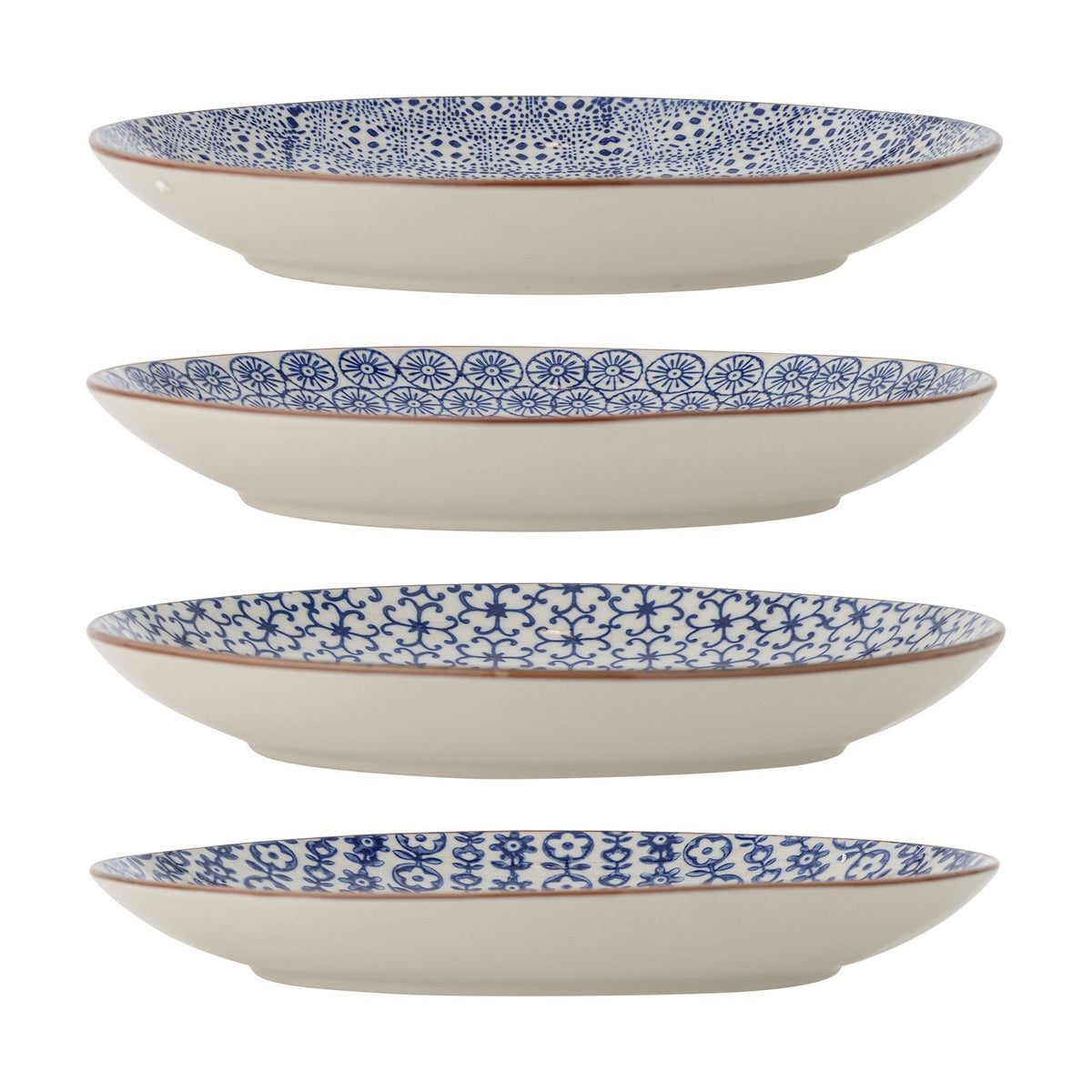 Karine Floral Stoneware Dinner Plates Set of 4 - Blue