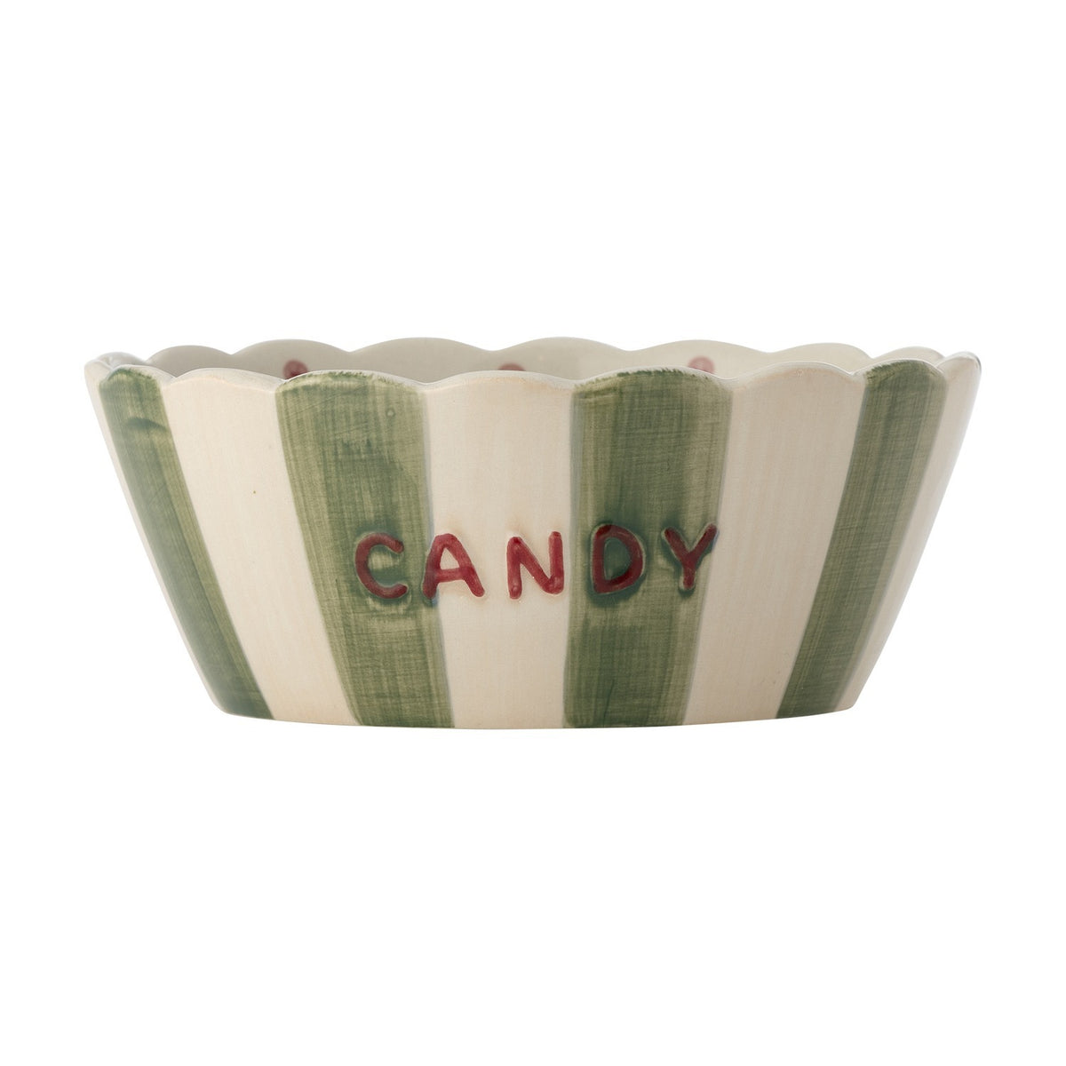 Chip Striped Stoneware Bowl 17cm - Green