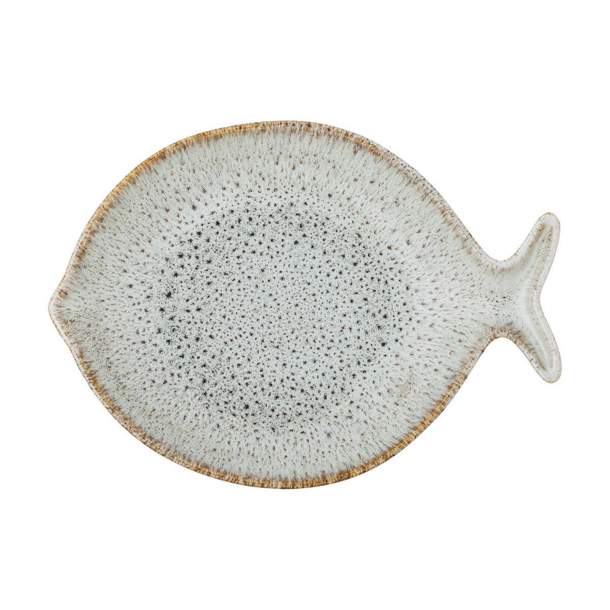 Fleur Fish Stoneware Platter - White