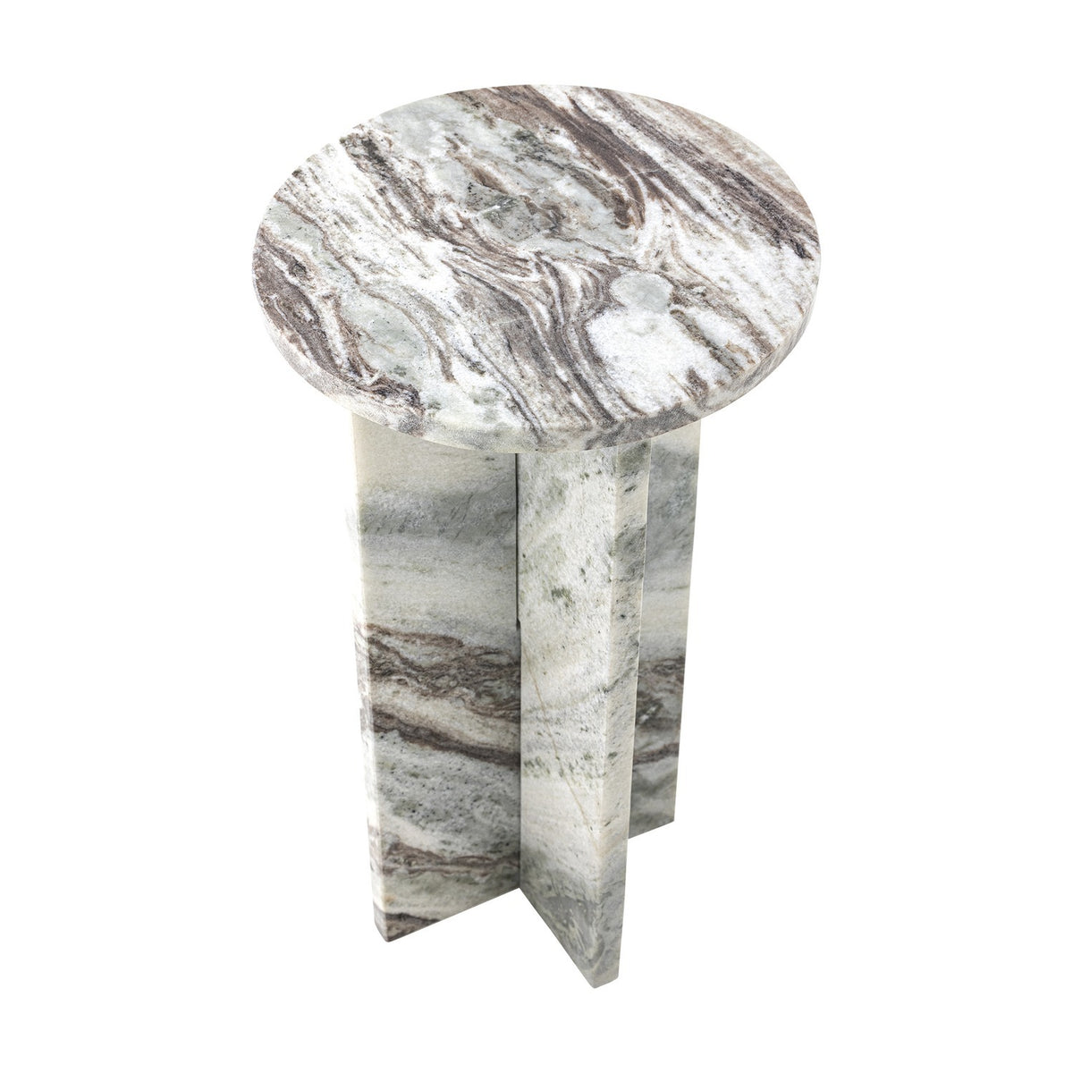 Jasmia Round Marble Side Table - Grey
