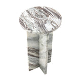 Jasmia Round Marble Side Table - Grey