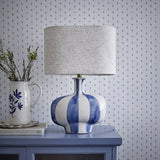 Alida Striped Stoneware Table Lamp with Linen Shade - Multi
