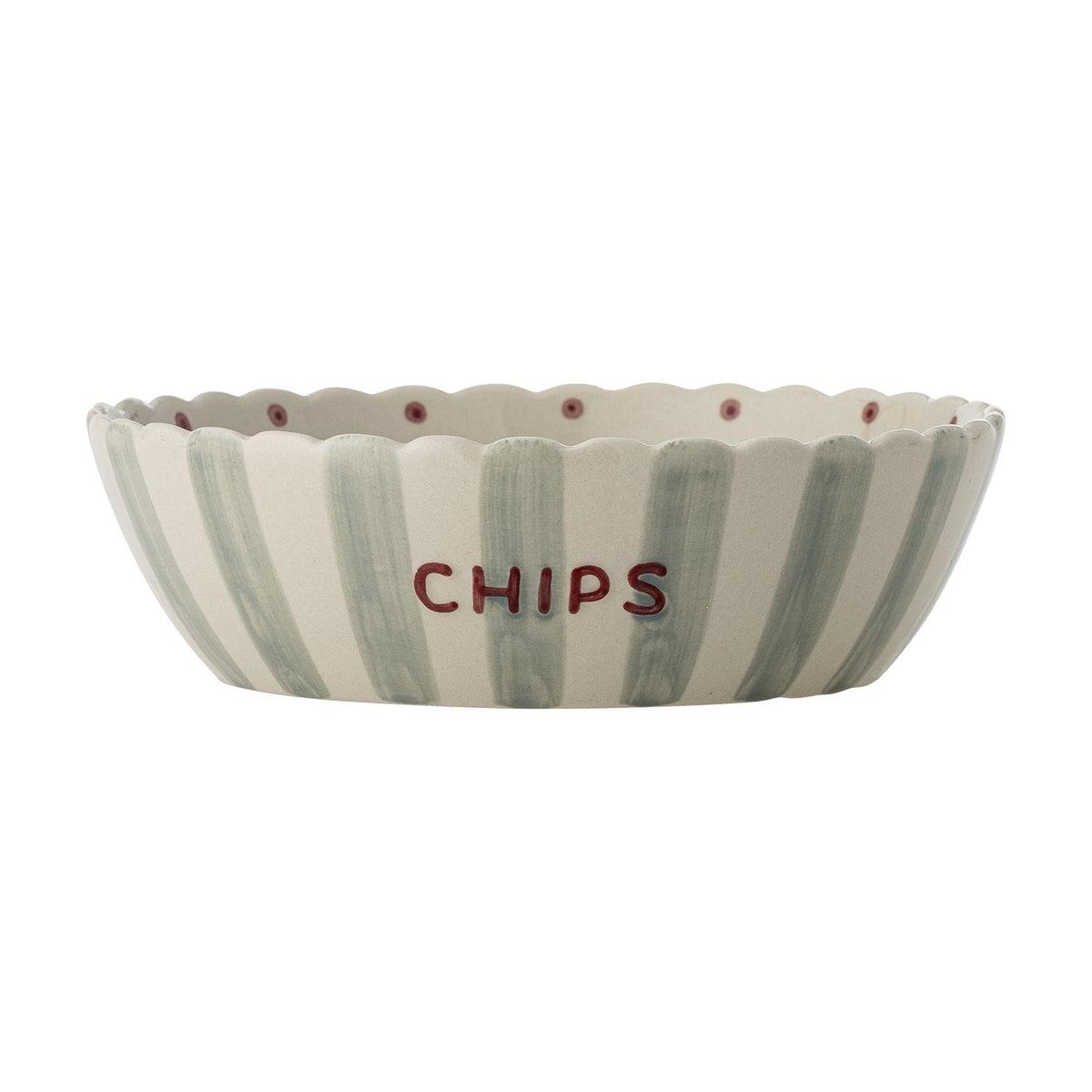 Chip Striped Stoneware Bowl 24cm - Cream