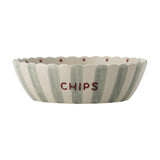 Chip Striped Stoneware Bowl 24cm - Cream