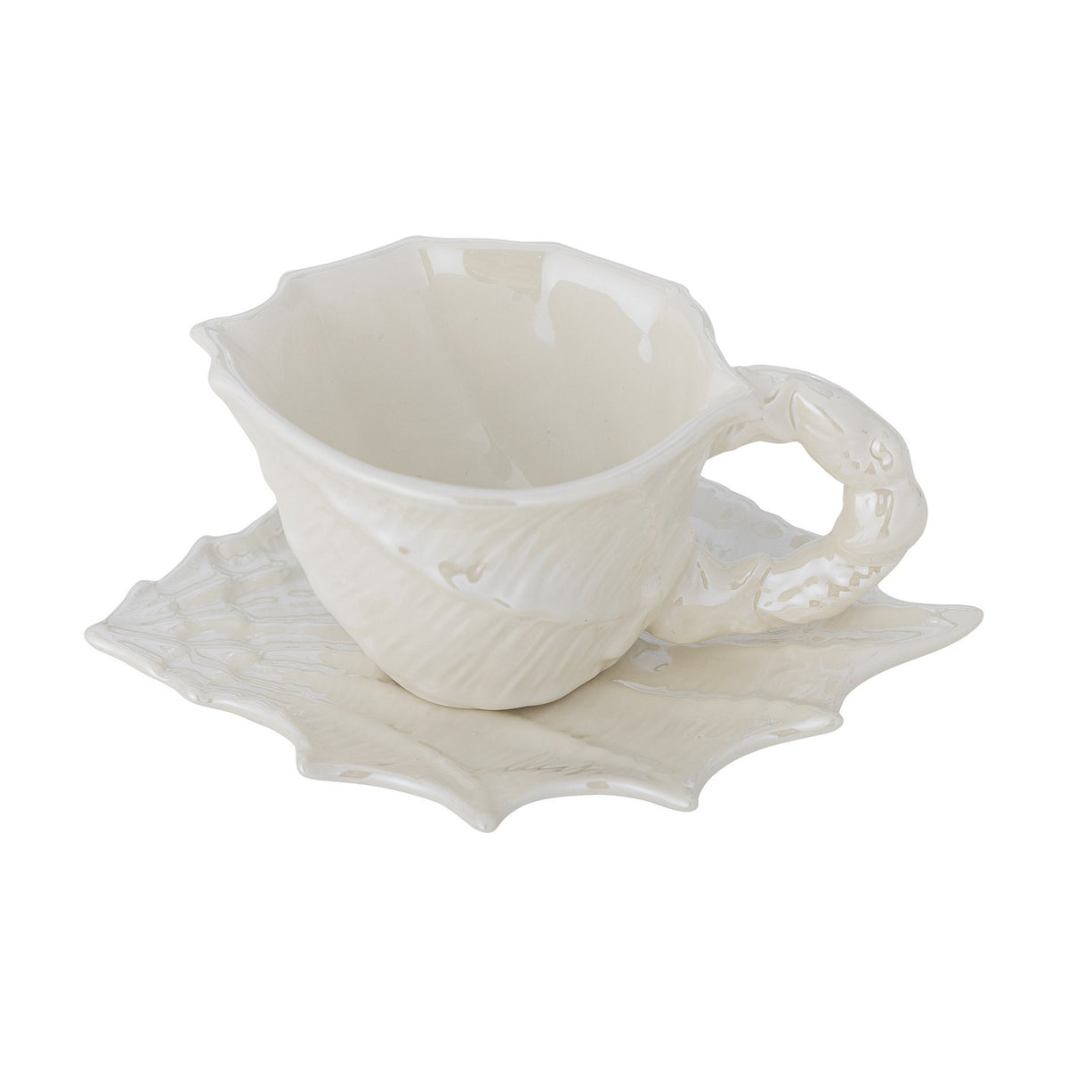 Shellie Stoneware Cup & Saucer 150ml - White