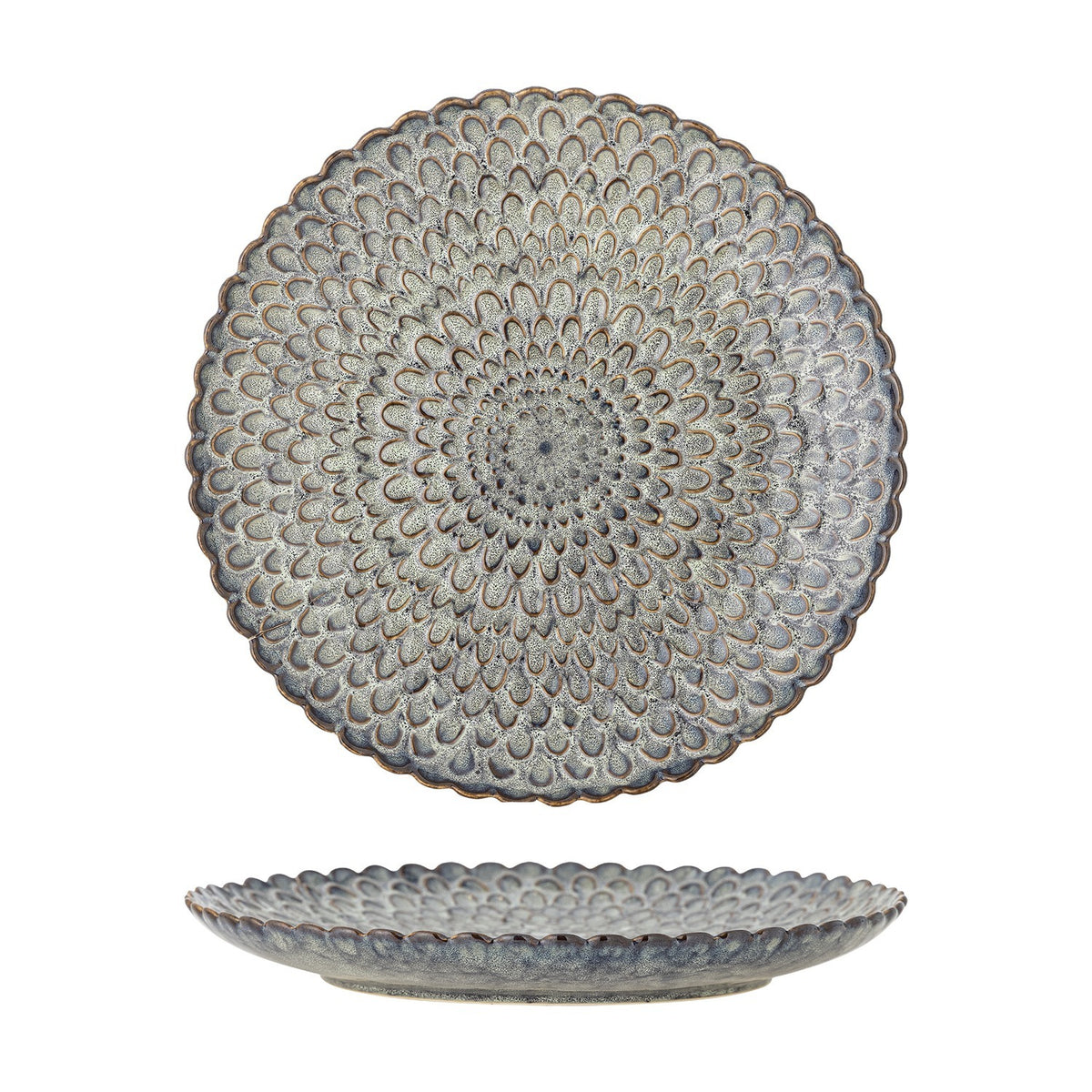Katrina Wavy Stoneware Dinner Plates Set of 4 - Grey