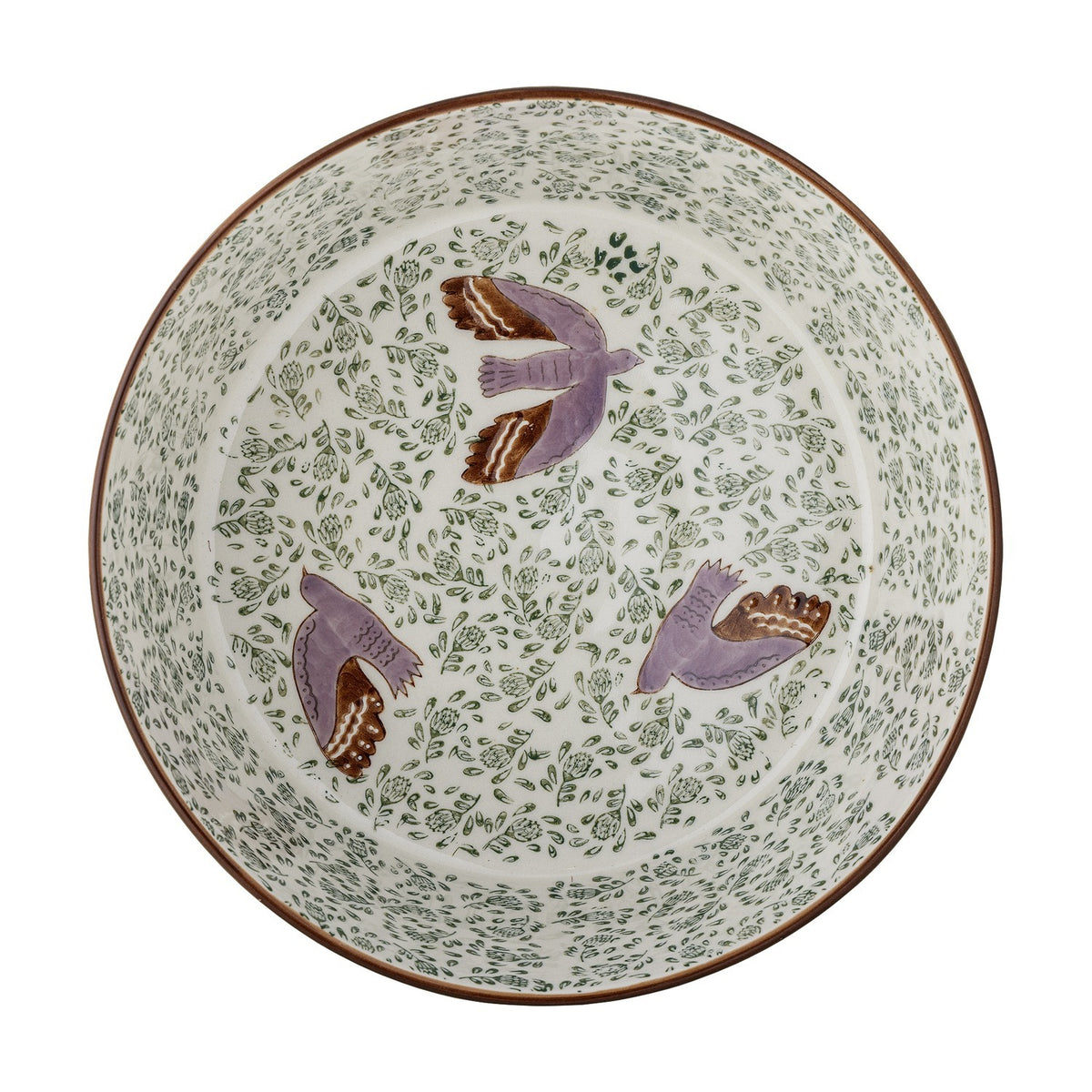 Hezha Floral Stoneware Bowl 28cm - Green